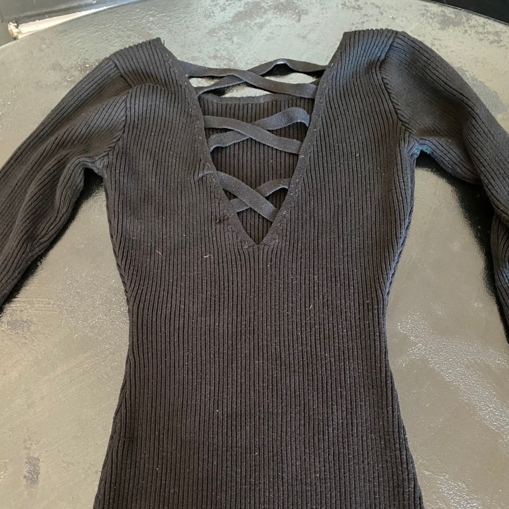 Long Sleeve Ribbed Dress - Picture 3 of 4